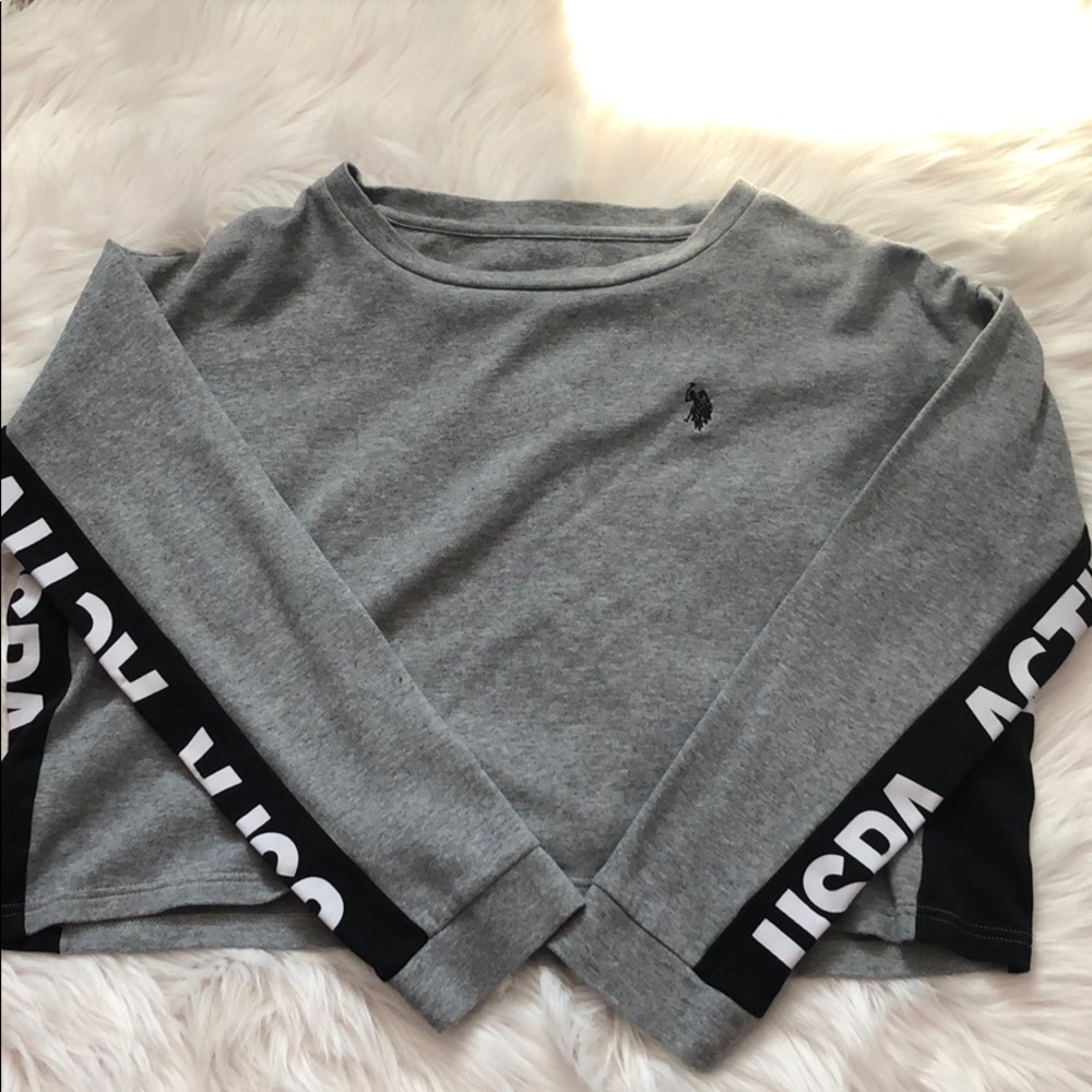 Polo gray cropped sweatshirt